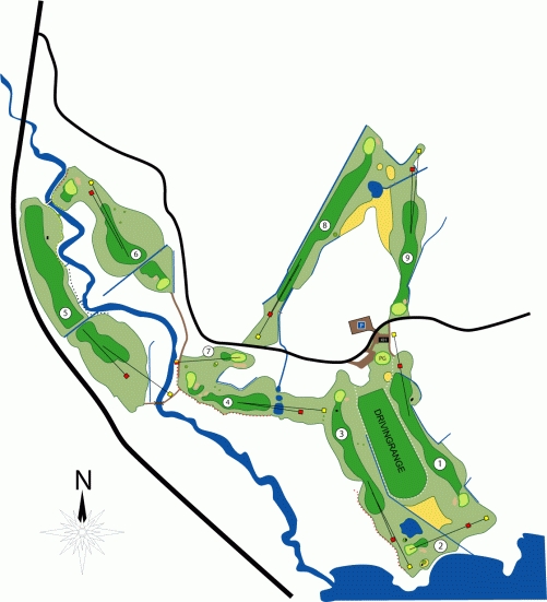 Karta över Lundsbersgs golfbana. Klicka på bilden för större format.